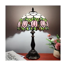Tiffany Table Lamp 3-Color Light Stained Glass Lamp Tiffany Style Vintage Bes...