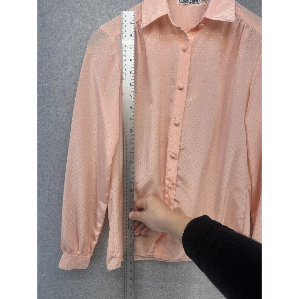 Blusa Top Vintage Josephine Mujer Sedosa Suave Rosa Con Botones Manga Larga M Foto 3 de 4