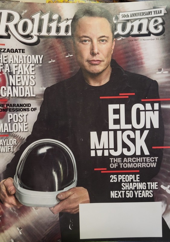 Rolling Stone magazine issue 1301 November 30, 2017 Elon Musk