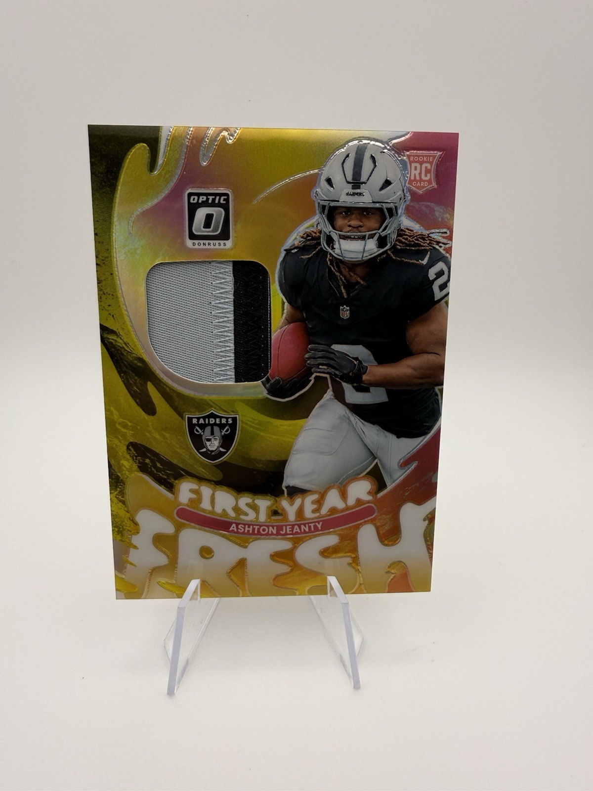 Panini 2025 Ashton Jeanty RPJ-AJY First Year Fresh dual color patch 52/99