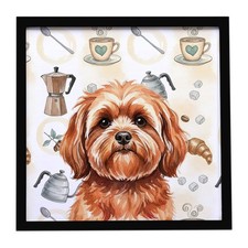 Caroline's Treasures Red Lhasa Apso Coffee Bar Framed Metal Print WDK7504MFP88