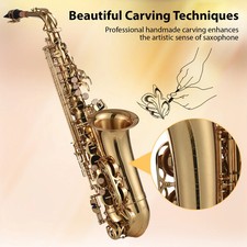 Free ship Eb Alto Saxophone Brass Lacquered Gold E Flat Sax 875 Key with bag