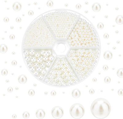 2200Pcs No Holes Pearls, White Pearl Beads Undrilled Imitated Pearl Beads Garmen