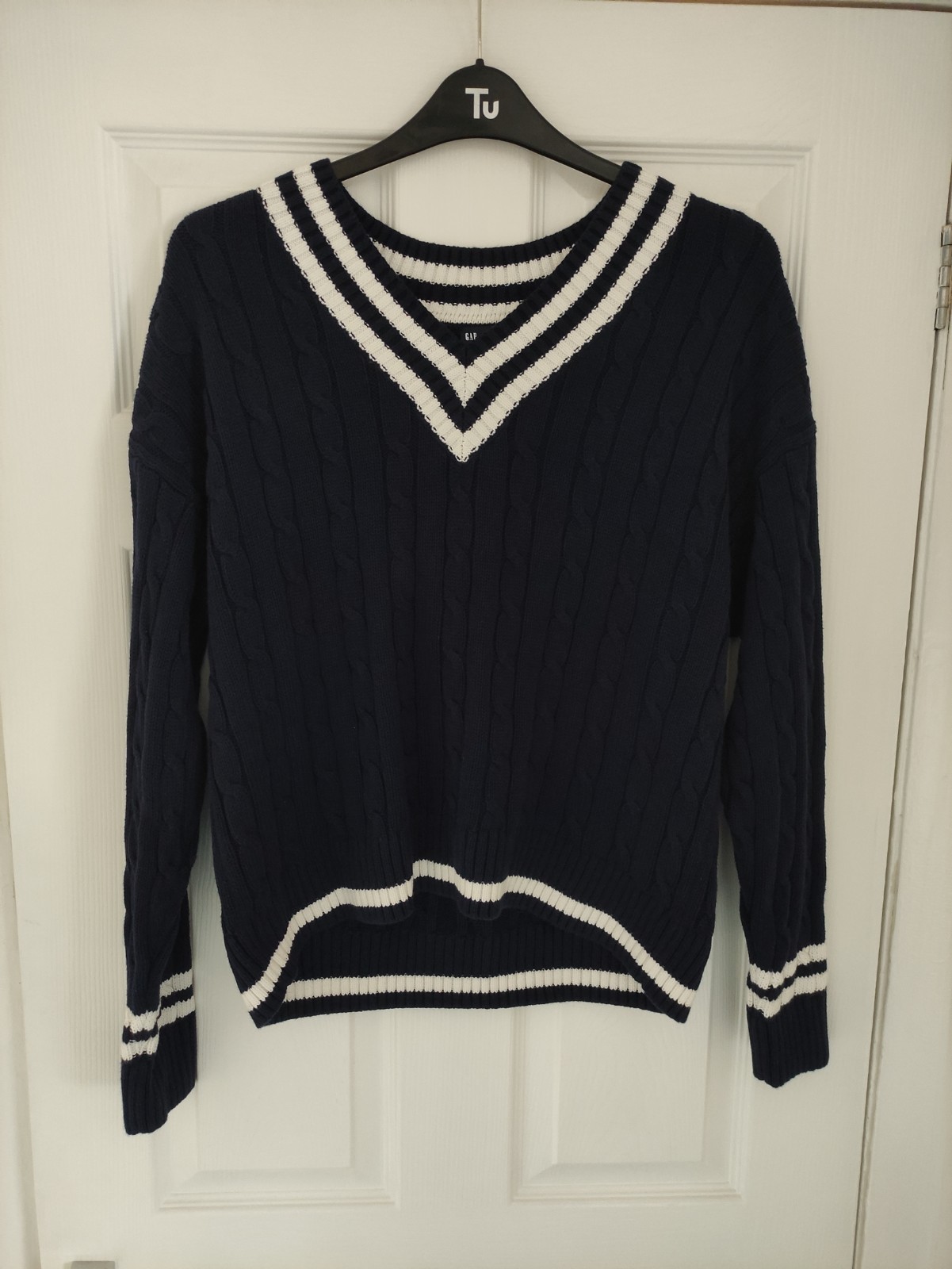 Gap Navy Blue V-Neck Soft Knit Longsleeve Jumper Size Medium