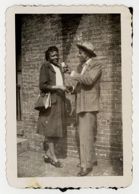 African American Man Sharing Drink w/Woman 1930 Prohibition Era Black Photo