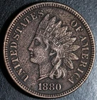 1880 INDIAN HEAD CENT - With LIBERTY & DIAMONDS - XF EF Details