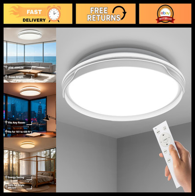 Dimmable LED Ceiling Light Fixture 15.75'' 40W 4000LM Warm/White Kitchen Lamp wit