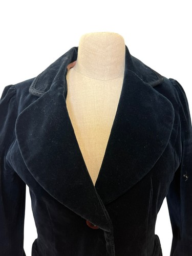 Vintage Bloomsbury London Black Velvet Jacket Feminine Fit Coat - Picture 2 of 16