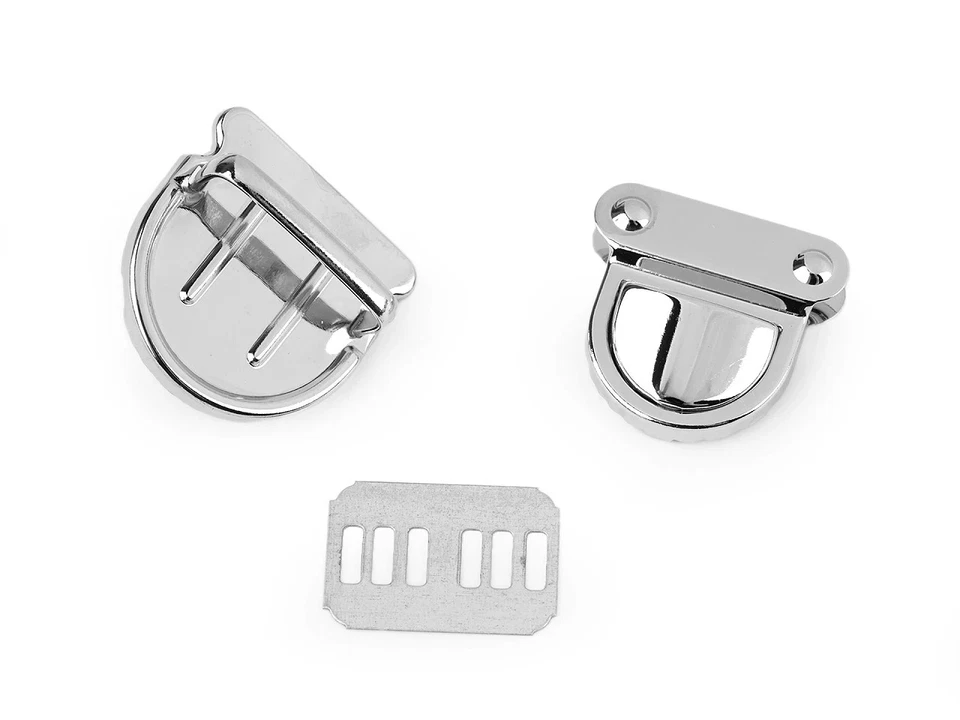 5 Steckschloss Mappenschloss Taschenverschluss silber 30x31mm - Bild 2 von 2