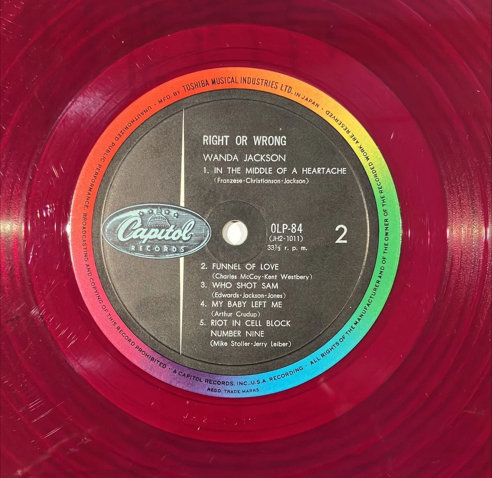 WANDA JACKSON right or wrong CAPITOL 10" LP red vinyl JAPAN_original 1961 RARE - Image 3 of 4