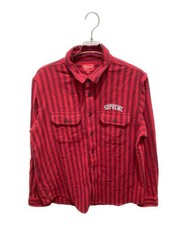 SUPREME          Stripe Flannel Shirt Red
