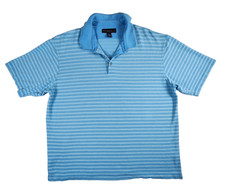 Tommy Bahama Golf Shirt Mens XL Blue Striped Silk Cotton Palm Tree Polo FLAW