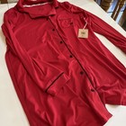 NWT Born Bamboo Jersey Pajama shirt Red Button-Front Collared Pocket L — photo 4