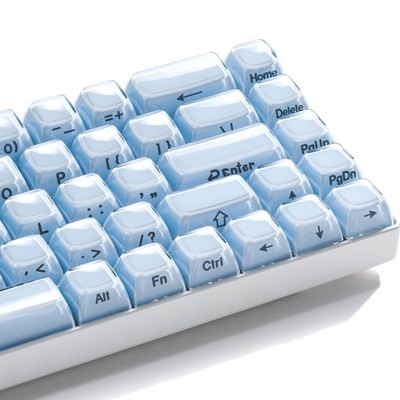 Blue Crystal Jelly Keycaps OEM Profile Side Printed Fits 61100 Keys Layout