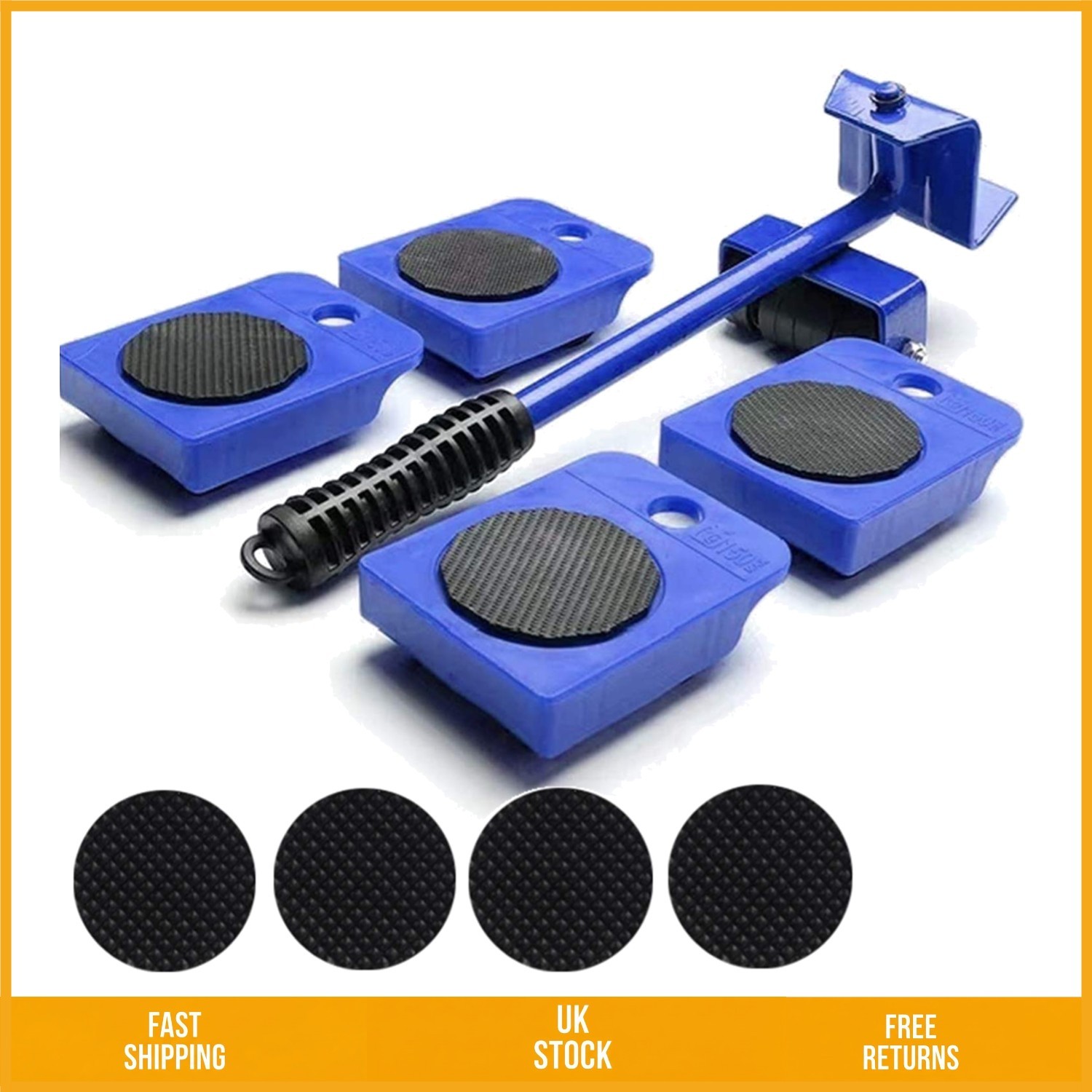 Sturdy Heavy Duty Furniture Lifter Steel Mover Tool Set 330lb Capacity 5 Pcs