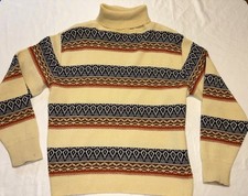 Sweater Turtleneck Fair Isle Nordic Pattern Size L Womens Vintage Made In USA