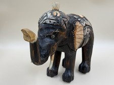 Beautiful Wooden Carved Elephant Figure Decorative Figurine