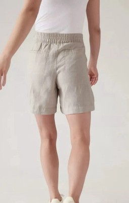 NEW $79 Athleta Size 20 Undyed Beige Voyager 100% Linen Short Shorts #586829