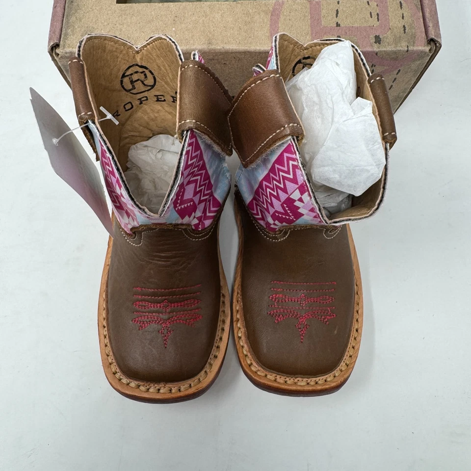Botas de Vaquero Roper Infantil Niñas Vaqueras Cuero Azteca Rosa Talla 2 Foto 4 de 4