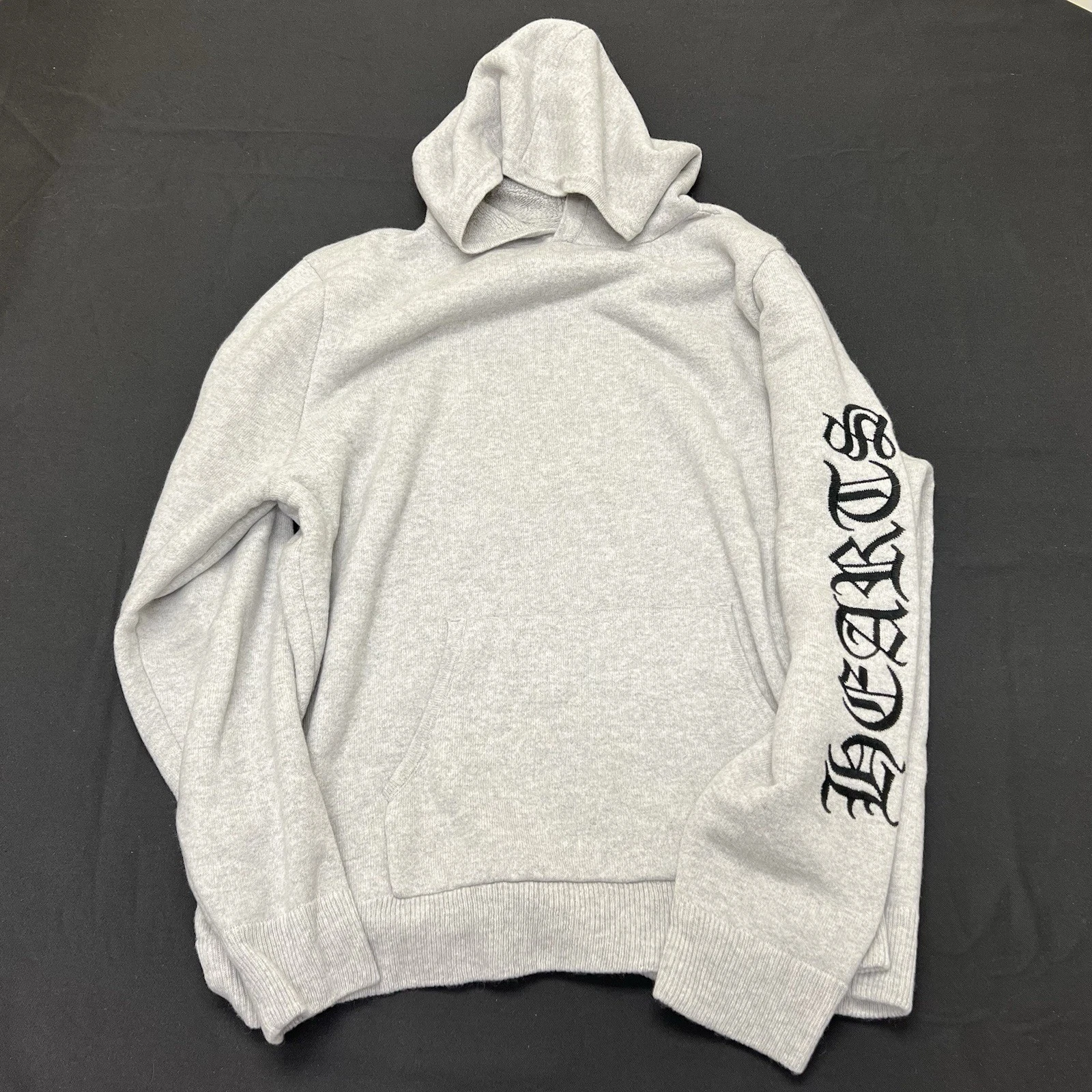 Chrome Hearts Life Sentence Embroidered Logo Cashmere Hooded Sweatshirt Grey XL