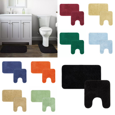 2PC VERSATIL BATHROOM BATH MAT CONTOUR RUG SET SOLID ASSORTED  COLOR #26