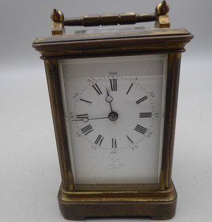 C Antique Le Roy & Fils Brass Mechanical Carriage Clock & Key
