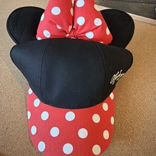 Disney Minnie Mouse Ear Hat Cap Bow Youth / Women Poka Dot Adjustable