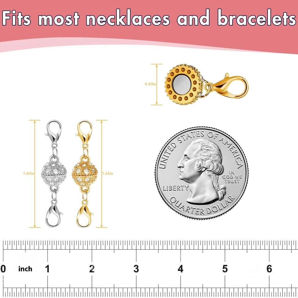 12Pcs Magnetic Clasps & Jewelry Extender Set,  Gold/Silver Plated Stainless Stee - Image 2 of 4
