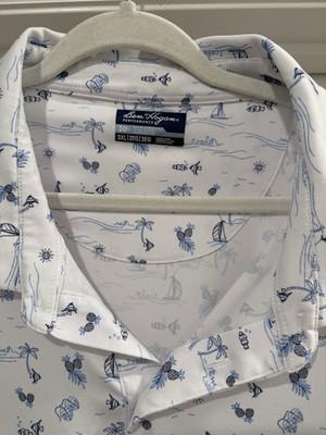 Ben Hogan Performance Men's 3XL Big & Tall White/Blue Nautical Print Polo