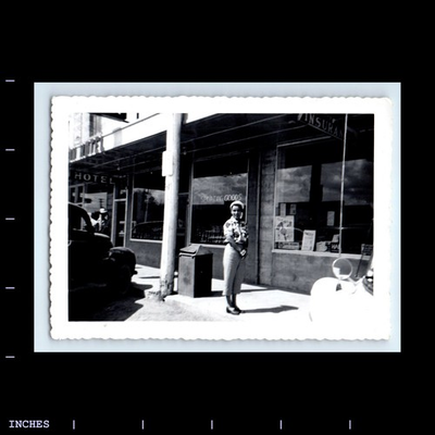 #ad #ad Vintage Photo STREET SCENE WOMAN BY HOTEL STOREFRONT $2.55