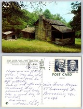 Elijah Oliver Place Cades Cove Great Smoky Mountains TN Postcard 1970s Log Cabin