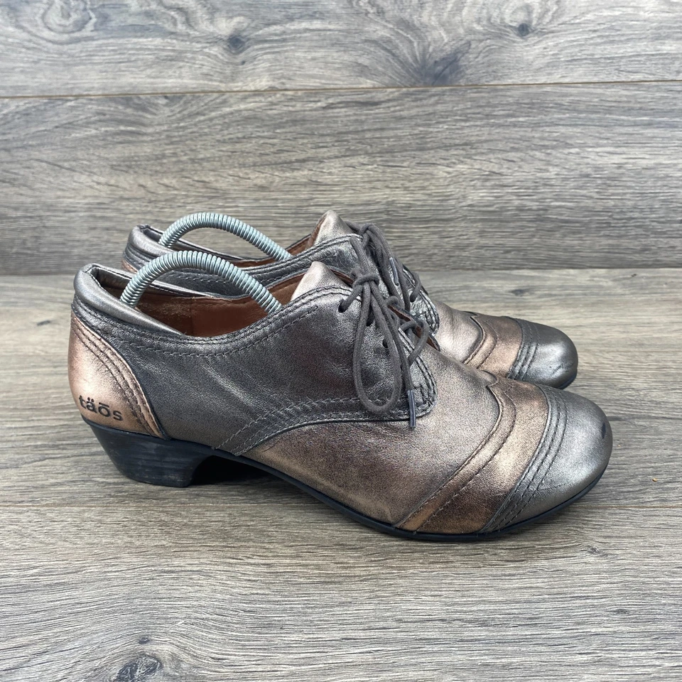 Женские кожаные туфли на каблуке Taos Metallic Jive 2 на шнуровке размер 8 коричневые - Изображение 2 из 4
