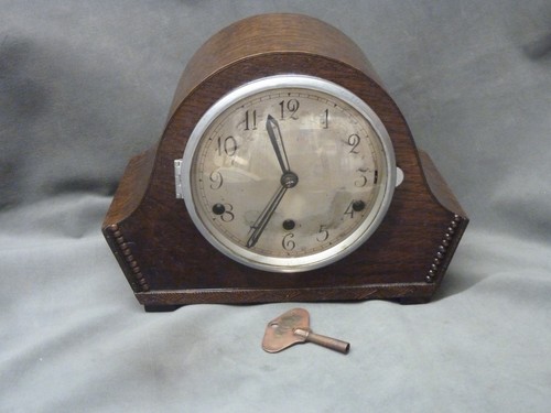 ART DECO MANTEL CLOCK PERIVALE OAK SERVICED REFINISHED WESTMINSTER CHIMES SPRING - Picture 2 of 13