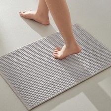 TYUU Bathroom Rugs Non Slip Washable, 1'4" x 2' Rectangular , Light Grey01