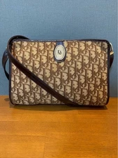 CHRISTIAN DIOR Trotter Pattern Logo Shoulder Bag Brown Authentic