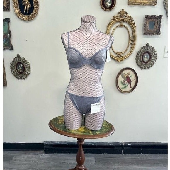 Vintage Calvin Klein Y2K Shimmer Lingerie Set - NWT Grey Bra 36B & Panties L