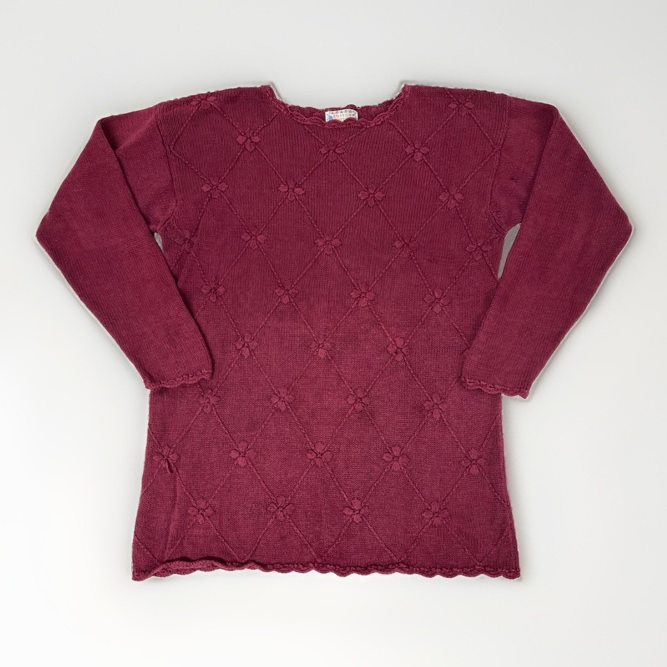 Vintage 90s cable knit pullover  Sweater Size M Ramie Cotton exc cond