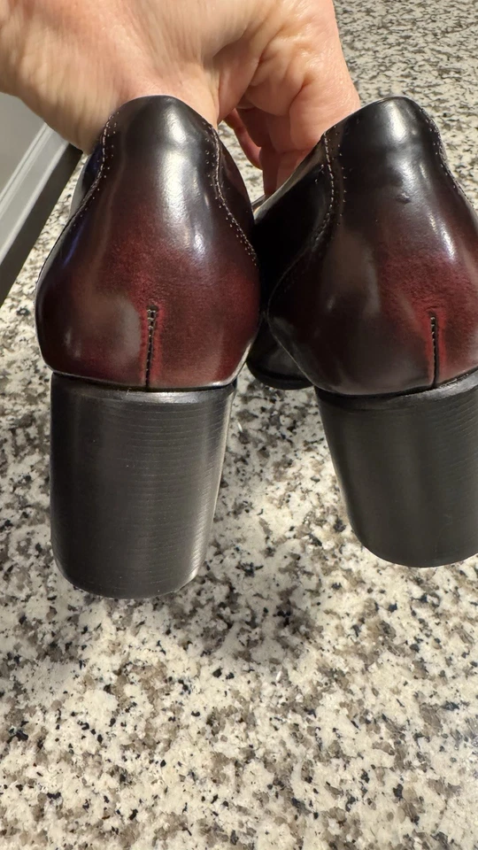 Clarks Artesanal Mujer Marrón Granate Punta Redonda Tarah Victoria Tacón Bloque Oxford 8M Foto 3 de 4