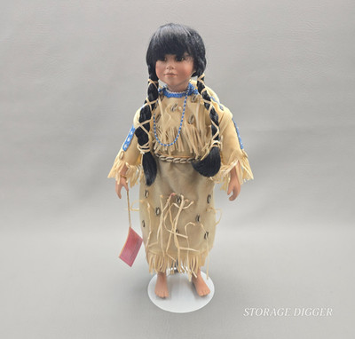 Vintage Paradise Galleries Native American Heritage Porcelain Girl Doll 16'' Tall