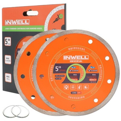 5 Inch Diamond Blade Wet Cutting (2 Pack) - 5mm Segment Height with 7/8'' Arbo...
