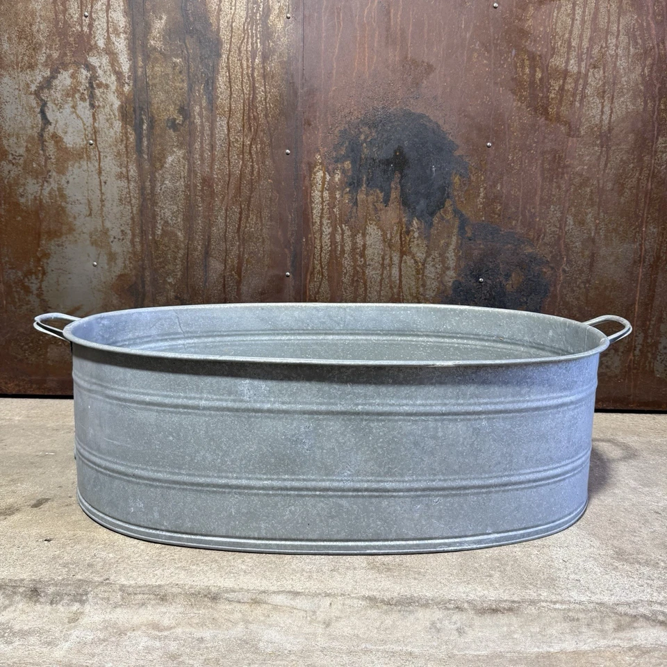Alte große Zinkwanne XXL Zink Wanne Badewanne mit Abfluss / L90 B57 H28,5 cm - Bild 4 von 4