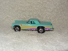 Hot Wheels Diecast Car- Blue Muscle Car- Purple & Yellow Strips- 1977