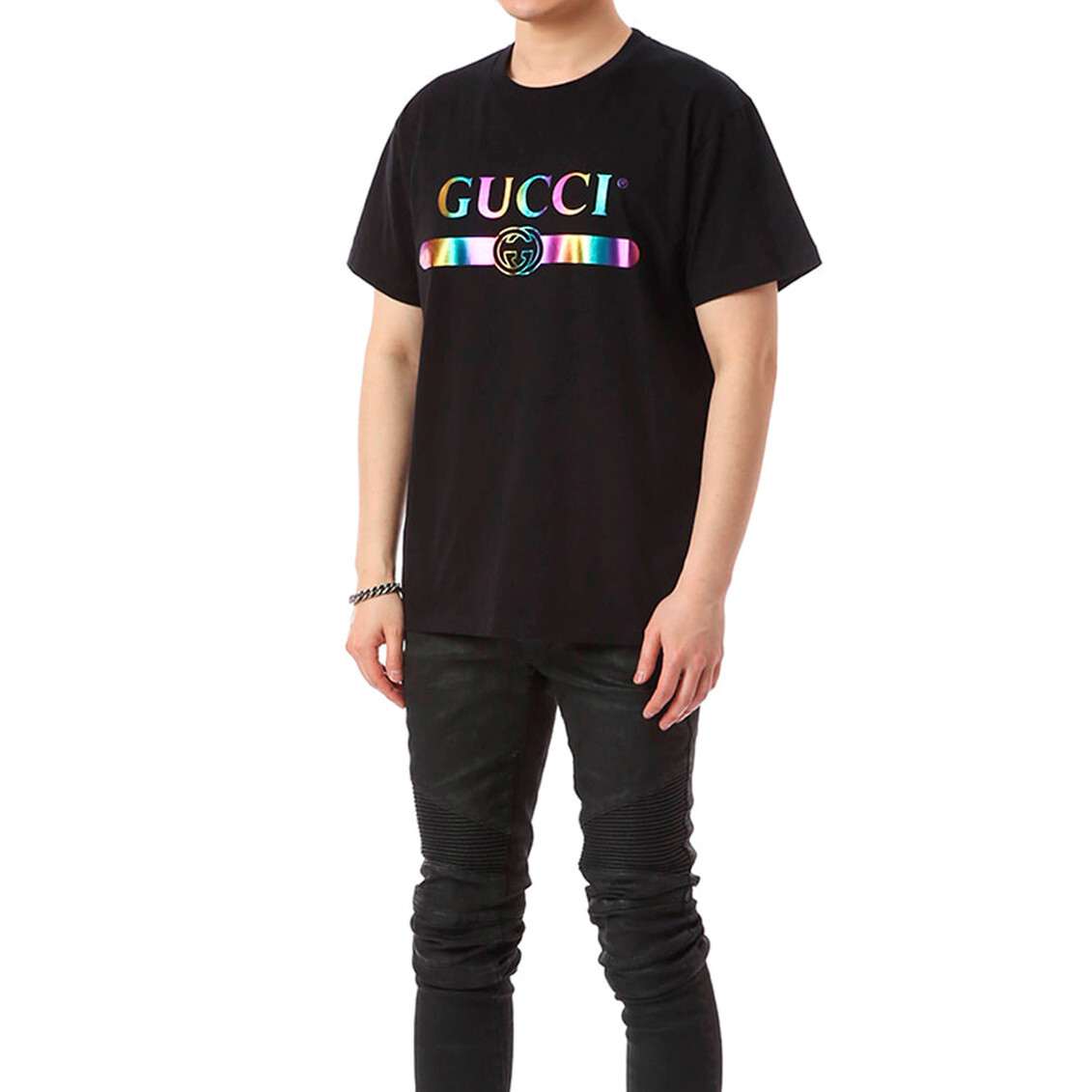 Gucci カラフルTシャツ Mサイズ 新品未使用】GUCCI(グッチ) カラフルビッグロゴTシャツ ブラック