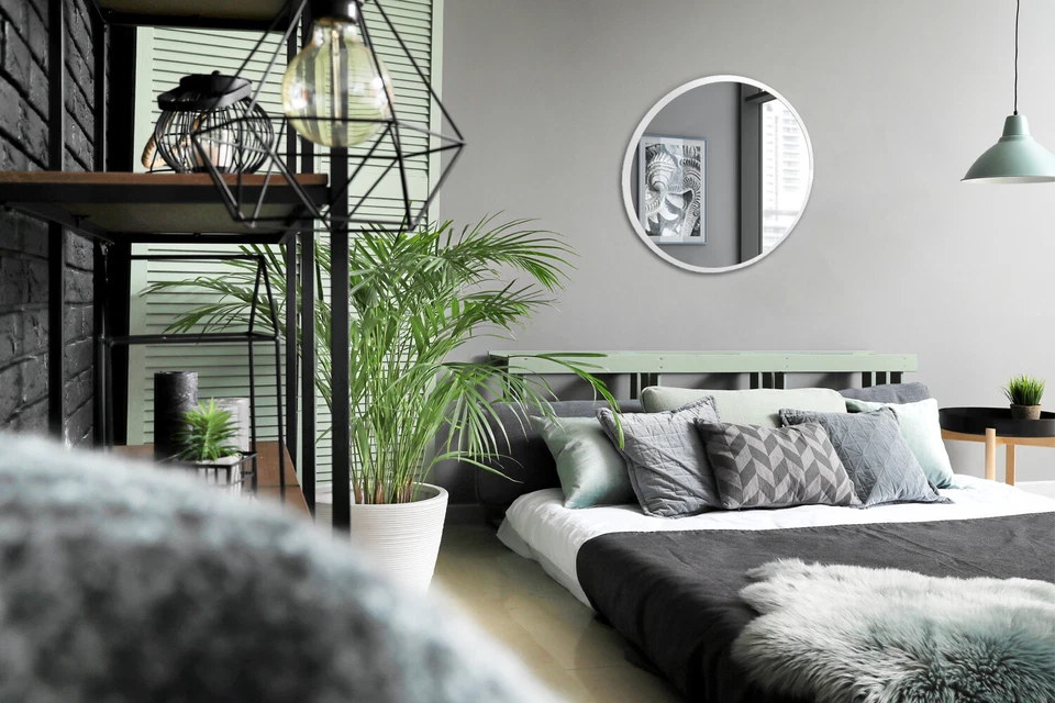 Grand Rond Miroir sur blanc noir cadre pour le Couloir Salon maquillage 100 cm - Photo 3/4