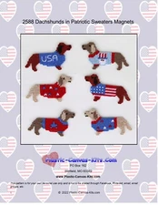 Dachshunds in Patriotic Sweaters Magnets-Plastic Canvas Pattern or Kit