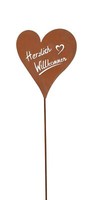 Stele Herz Garten-Deko H75Cm Willkommen Rost Rostdeko Gartenstecker Edelrost