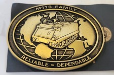 US Military M113 Family Armored Tracked Combat Vehicle Carrier Belt Buckle NOS