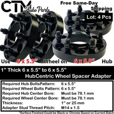 4x 1 Thick 6x5.5 Hubcentric Wheel Spacer Adapter Fit Silverado Suburban Tahoe