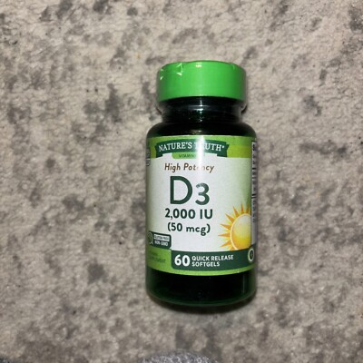 Nature'S Truth High Potency D3 Vitamin Tablets 2,000 IU 60 Tabs Exp 11/31/26