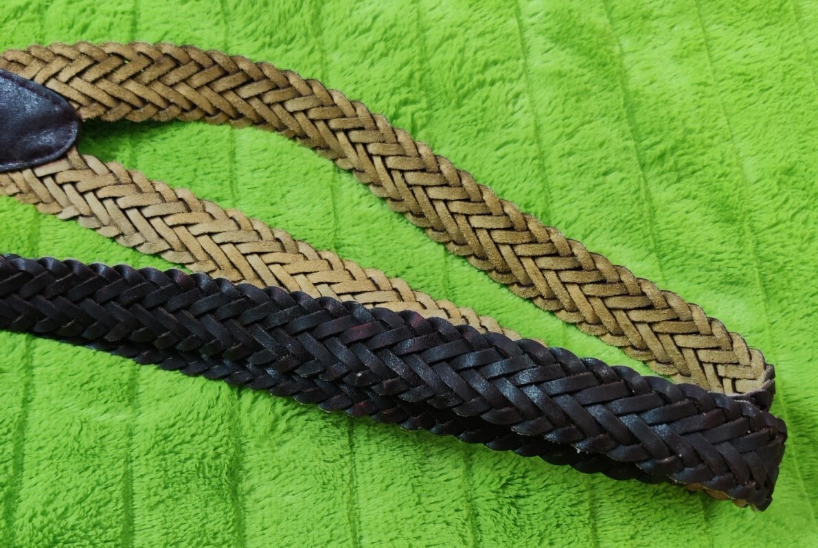 Braided Split Leather Suspenders Adjustable Butto… - image 3